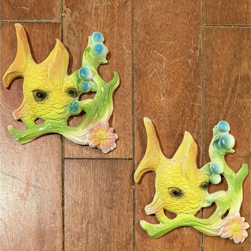 VTG 1960s 60s MCM Anthropomorphic Goldfish Fish Bubbles Wall Decor Plaques